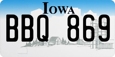 IA license plate BBQ869