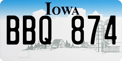IA license plate BBQ874