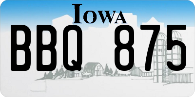 IA license plate BBQ875