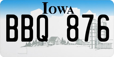 IA license plate BBQ876