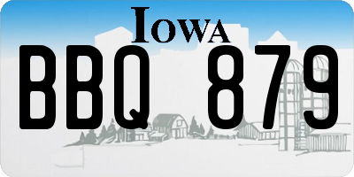 IA license plate BBQ879