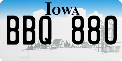 IA license plate BBQ880