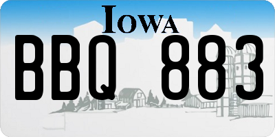 IA license plate BBQ883