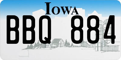 IA license plate BBQ884