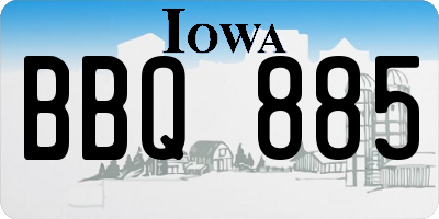 IA license plate BBQ885