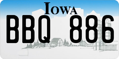 IA license plate BBQ886