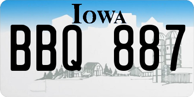 IA license plate BBQ887