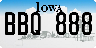 IA license plate BBQ888