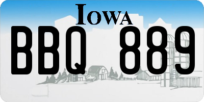 IA license plate BBQ889