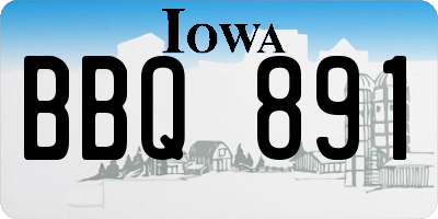 IA license plate BBQ891