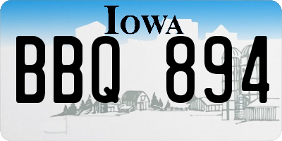 IA license plate BBQ894