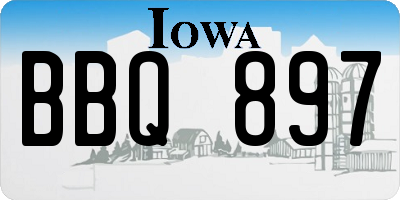 IA license plate BBQ897