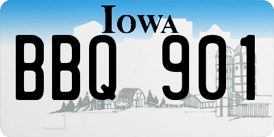 IA license plate BBQ901