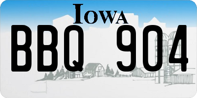 IA license plate BBQ904
