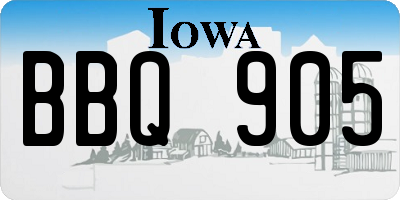 IA license plate BBQ905