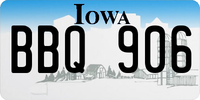 IA license plate BBQ906