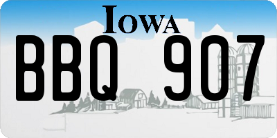 IA license plate BBQ907