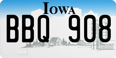 IA license plate BBQ908