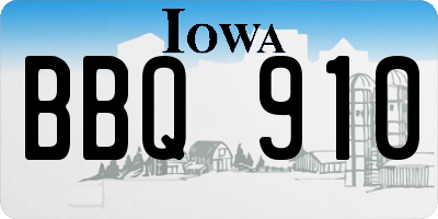 IA license plate BBQ910