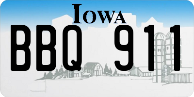 IA license plate BBQ911