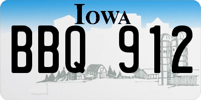 IA license plate BBQ912