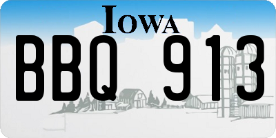 IA license plate BBQ913