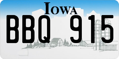 IA license plate BBQ915