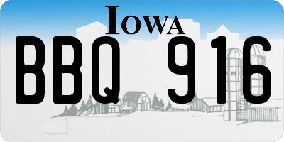 IA license plate BBQ916