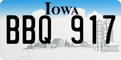 IA license plate BBQ917