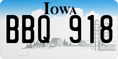 IA license plate BBQ918
