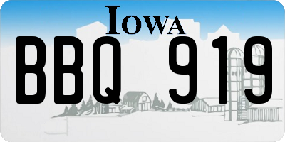 IA license plate BBQ919