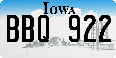 IA license plate BBQ922