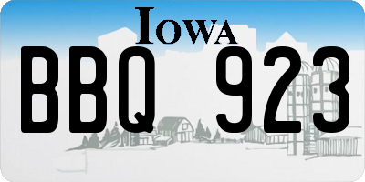 IA license plate BBQ923