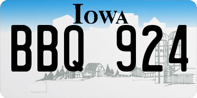 IA license plate BBQ924
