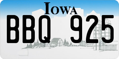 IA license plate BBQ925