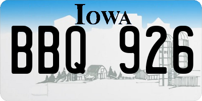 IA license plate BBQ926