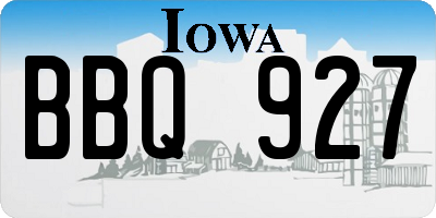 IA license plate BBQ927