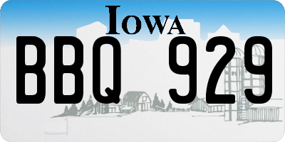 IA license plate BBQ929