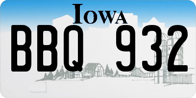 IA license plate BBQ932
