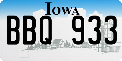 IA license plate BBQ933