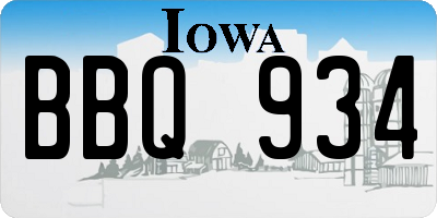 IA license plate BBQ934