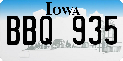 IA license plate BBQ935
