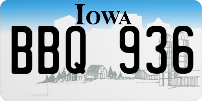 IA license plate BBQ936
