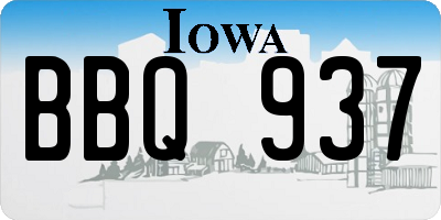 IA license plate BBQ937