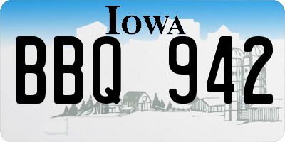 IA license plate BBQ942