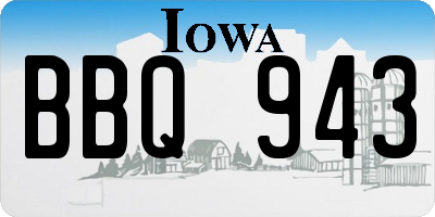 IA license plate BBQ943