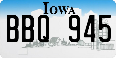 IA license plate BBQ945