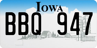 IA license plate BBQ947