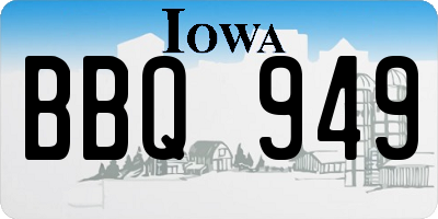 IA license plate BBQ949