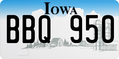 IA license plate BBQ950